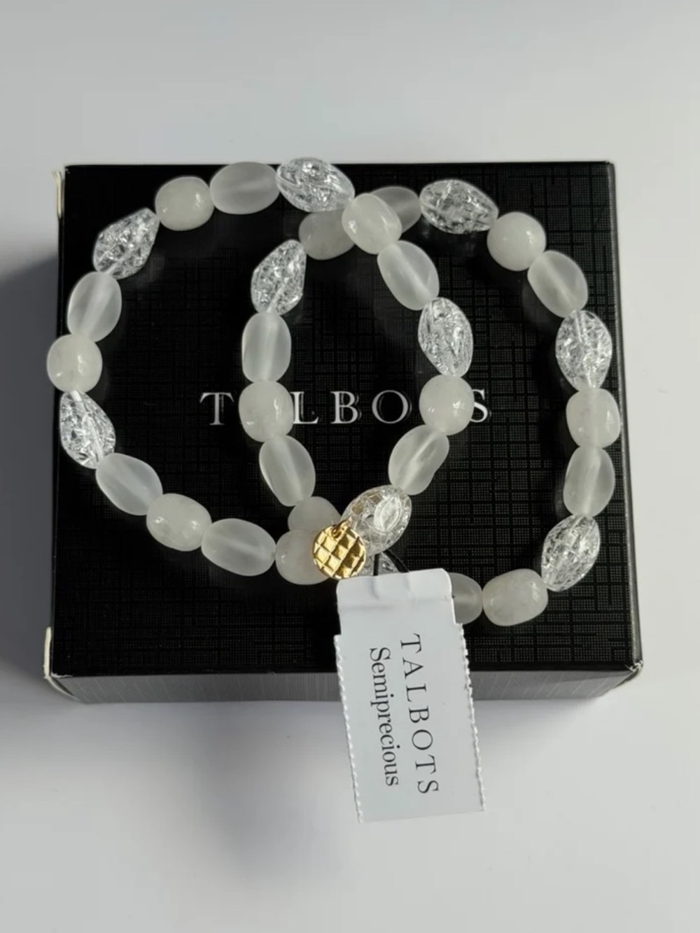 Talbots Organic Bead Stretch Bracelet Set-of-two